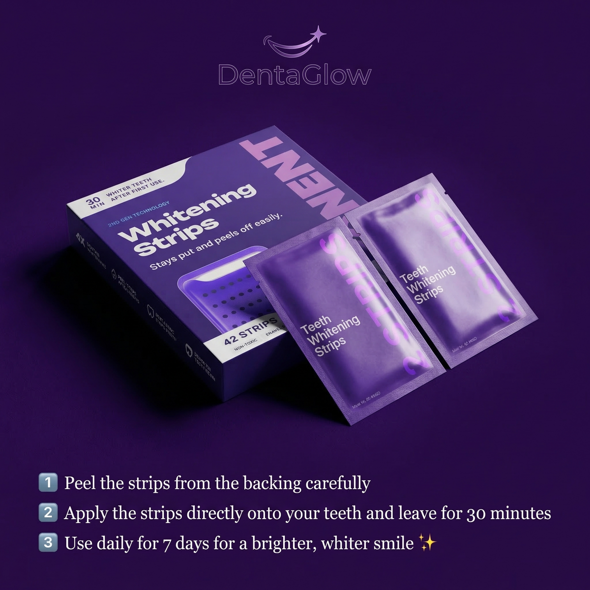 DentaGlow Teeth Whitening Strips – Bright Smile in 7 Days