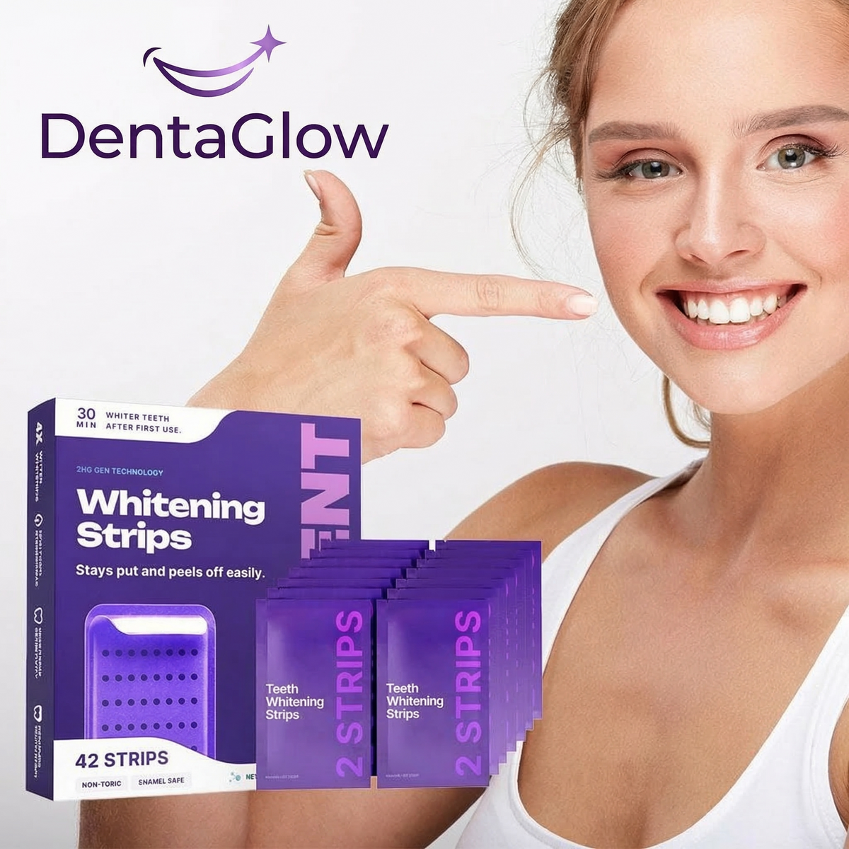 DentaGlow Teeth Whitening Strips – Bright Smile in 7 Days
